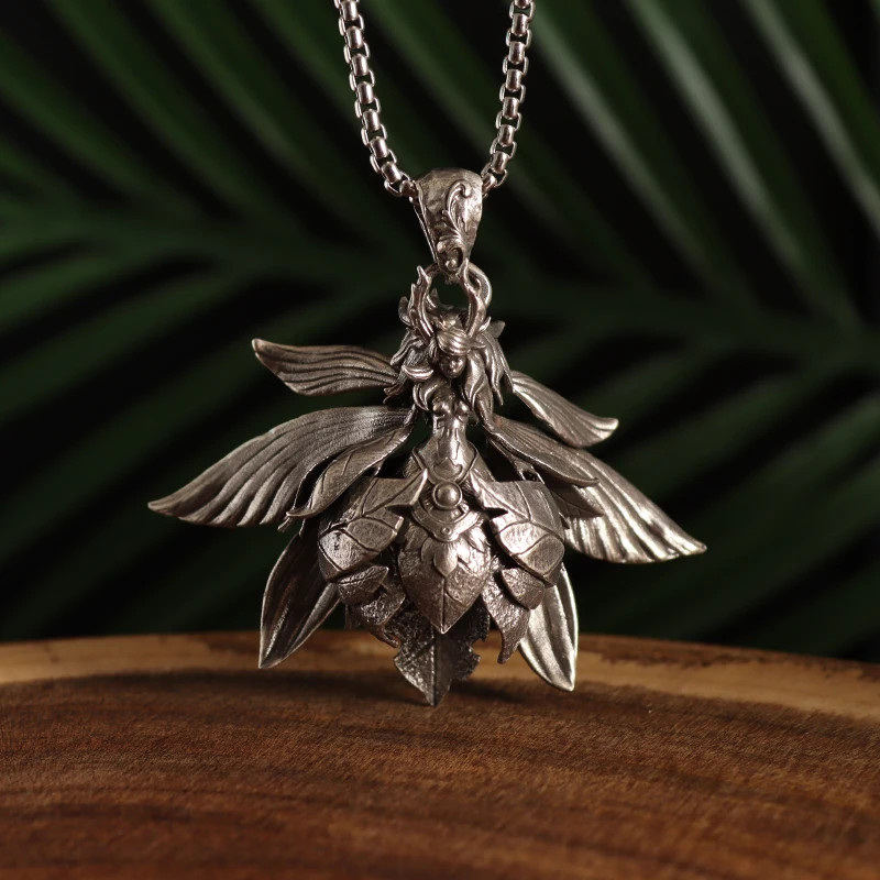 Flower Fairy Jewelry Vintage Silvery Sexy Fairy Tale Angel Pendant Necklace
