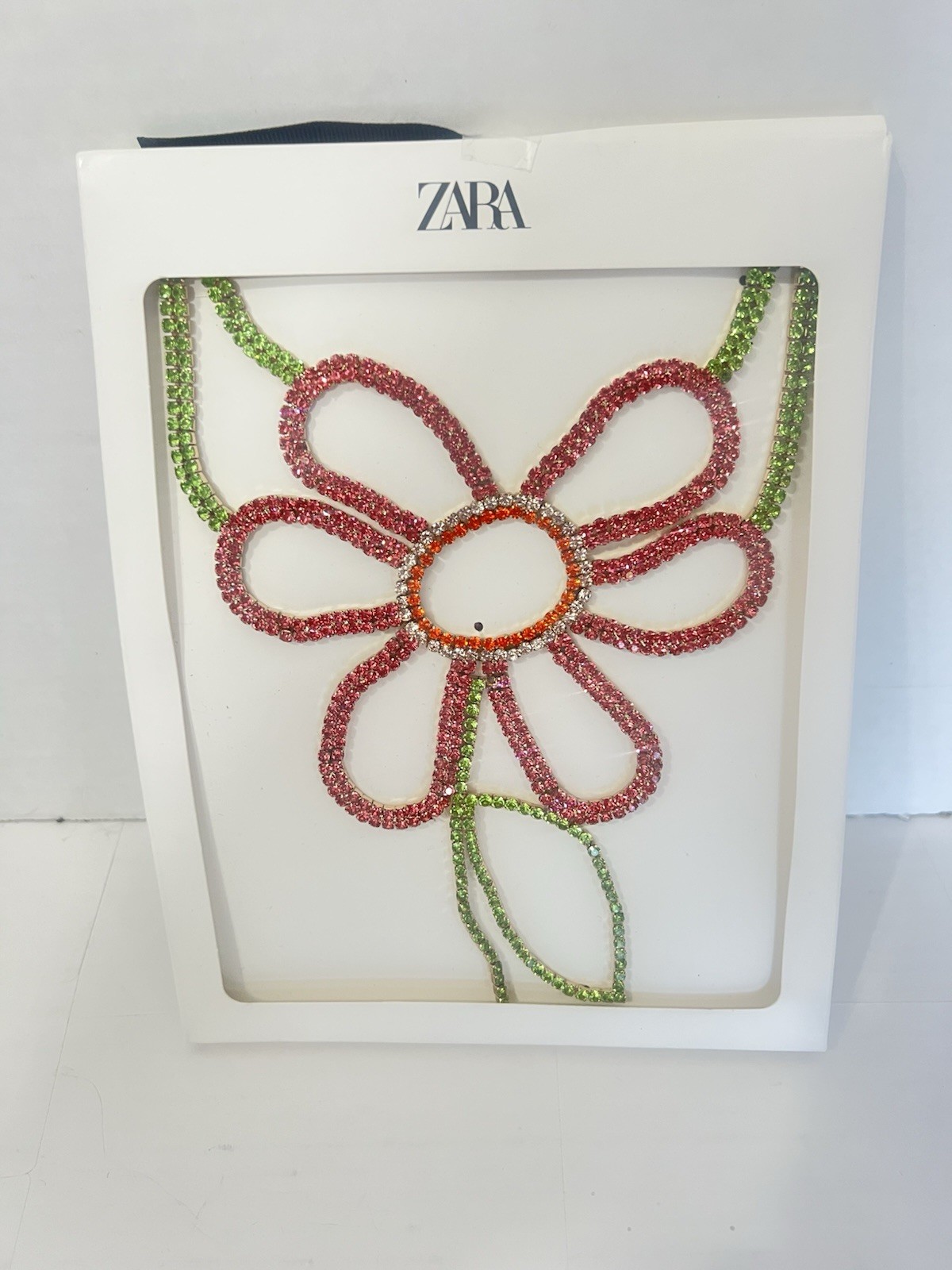 New ZARA Daisy Rhinestone Statement Necklace Special Occasion Unique Y1114e