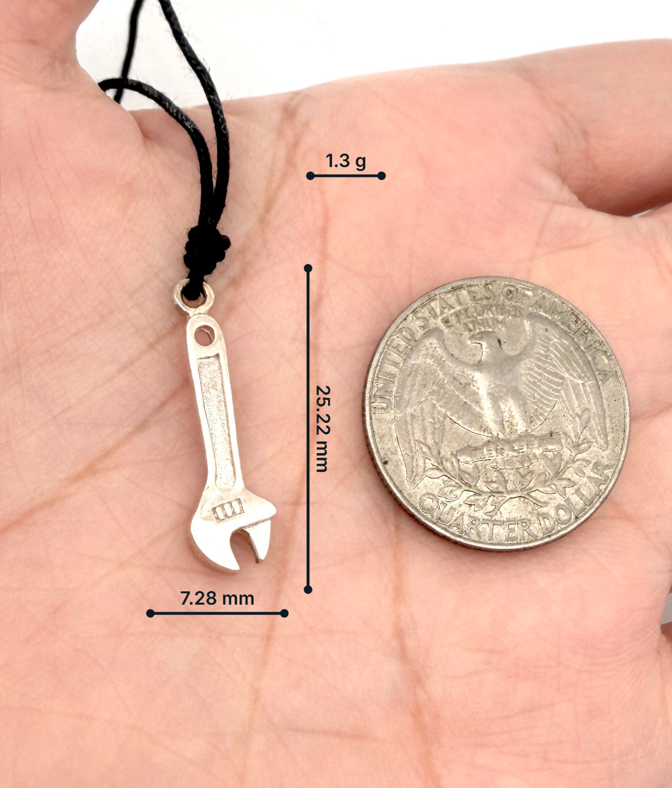 Adjustable Spanner 92.5 Sterling Silver Gold Brass Necklace Pendant Jewelry