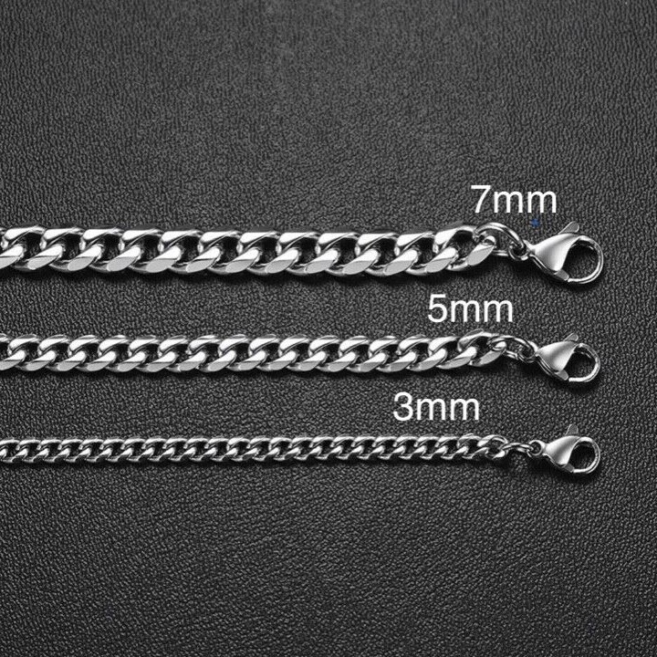 16-34″ Stainless Steel Silver Chain Cuban Curb Mens Men Womens Necklace 3-11 mm