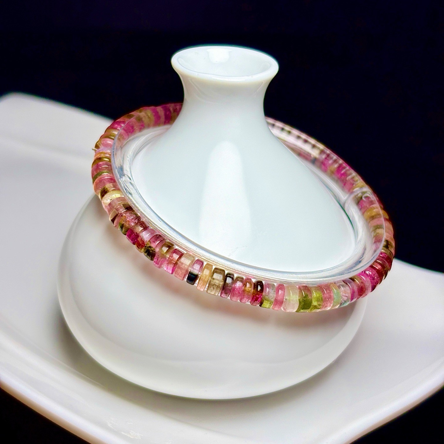5.5mm Natural Watermelon Tourmaline Crystal Quartz Beads Bracelet