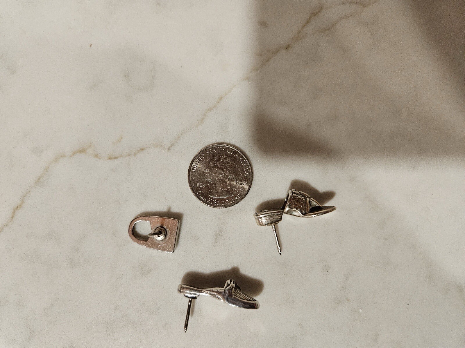 Lot of 3 Vintage Push Pins Shoe Shaped Pins Sandal Shoe and Lock Shape