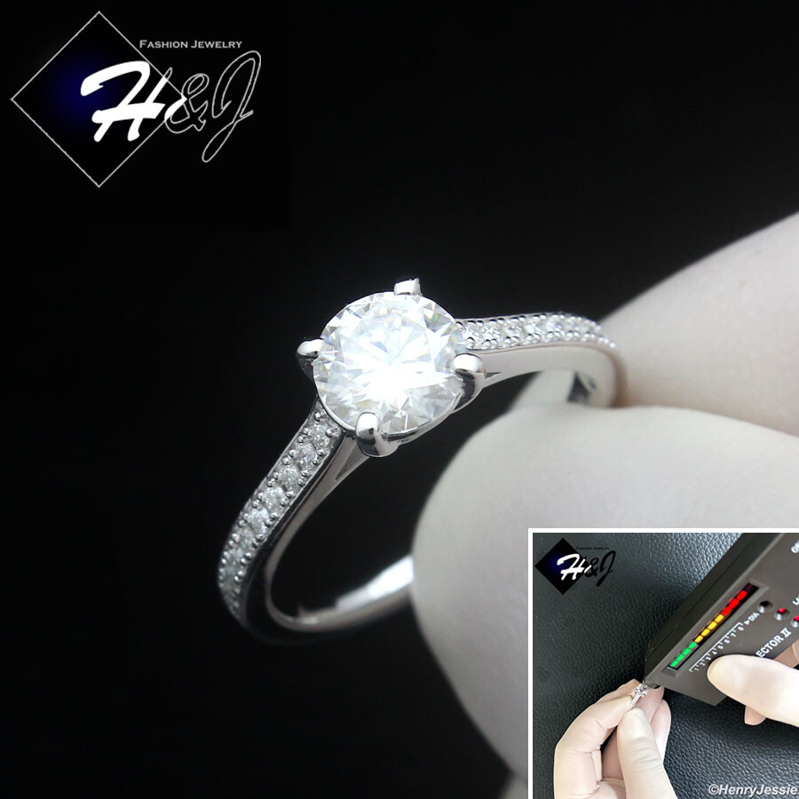 WOMEN SOLID 925 STERLING SILVER 1CT ROUND MOISSANITE ENGAGEMENT RING*MR229