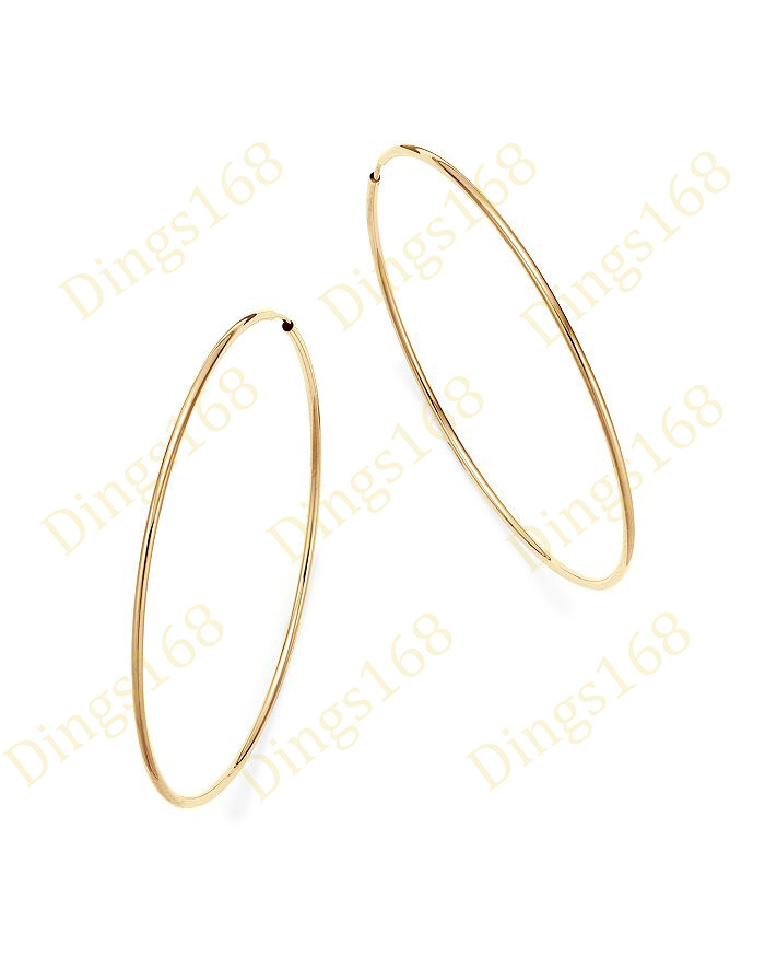 Classic 18K Yellow Gold Filled LightWeight 40mm/1.57″ Endless Thin Hoop Earrings