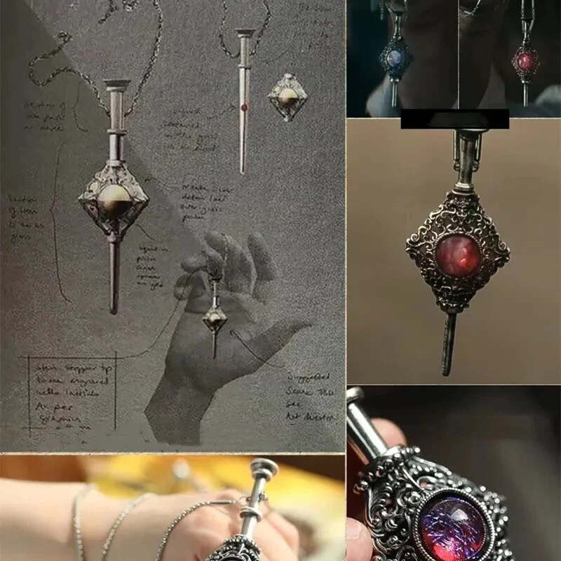 Magic Witch Necklace Women’s Vintage Blood Pack Removable Witch Wand Pendant.