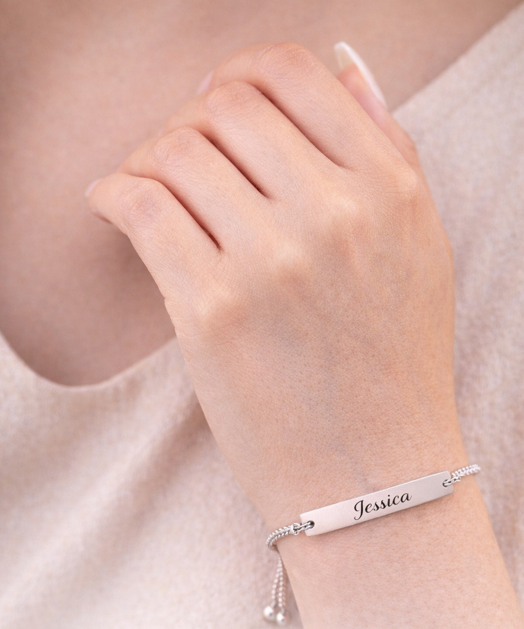 Personalized Bracelet Name Bar Bracelet Custom Engraved Any Name Date Coordinate