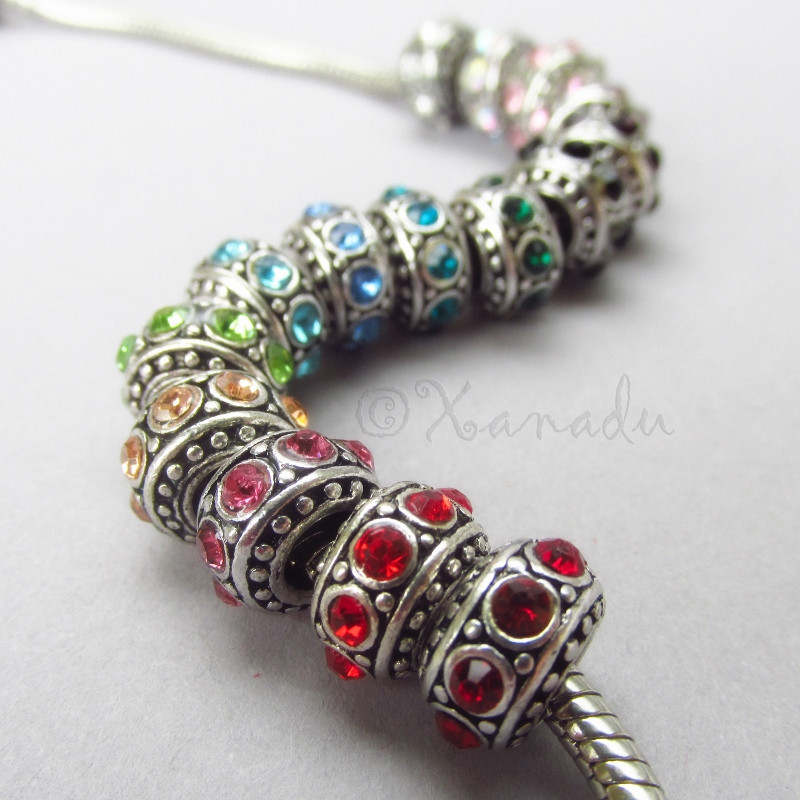 5PCs European Birthstone Beads Set – Large Hole Spacers – 15 Colors Available
