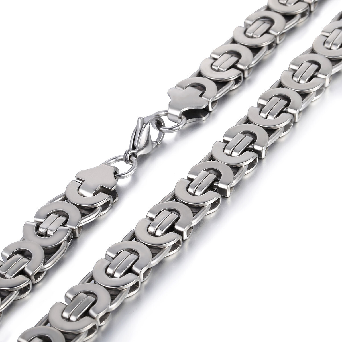 11MM 316L Stainless Steel Byzantine Link Chain Necklace For Men Boy Silver Color