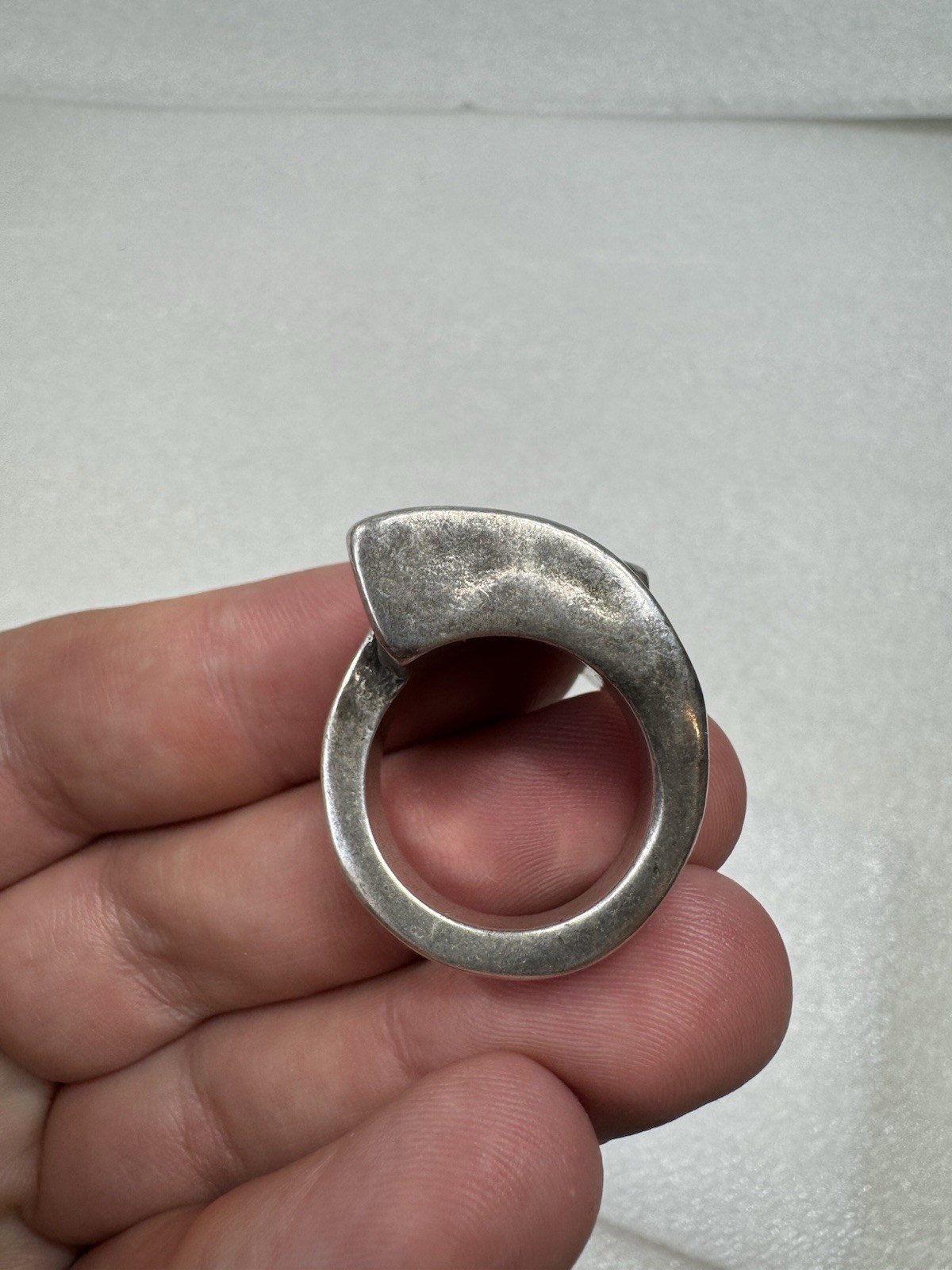 Heavy Silver Uno De 50 Designer Brutalist Bypass Statement Ring Size 8