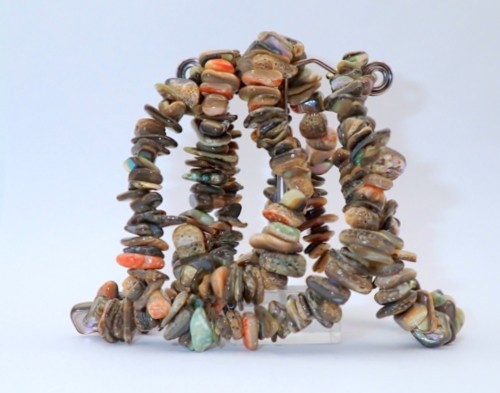 34″ Polished Paua Shell Chip Strand Necklace W/Nylon String, 4.4 Ounces