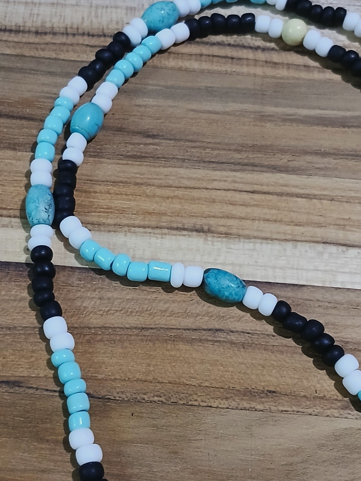 glass beaded necklace Hemp Mens Womens Unisex Dyed Turquoise Howlite