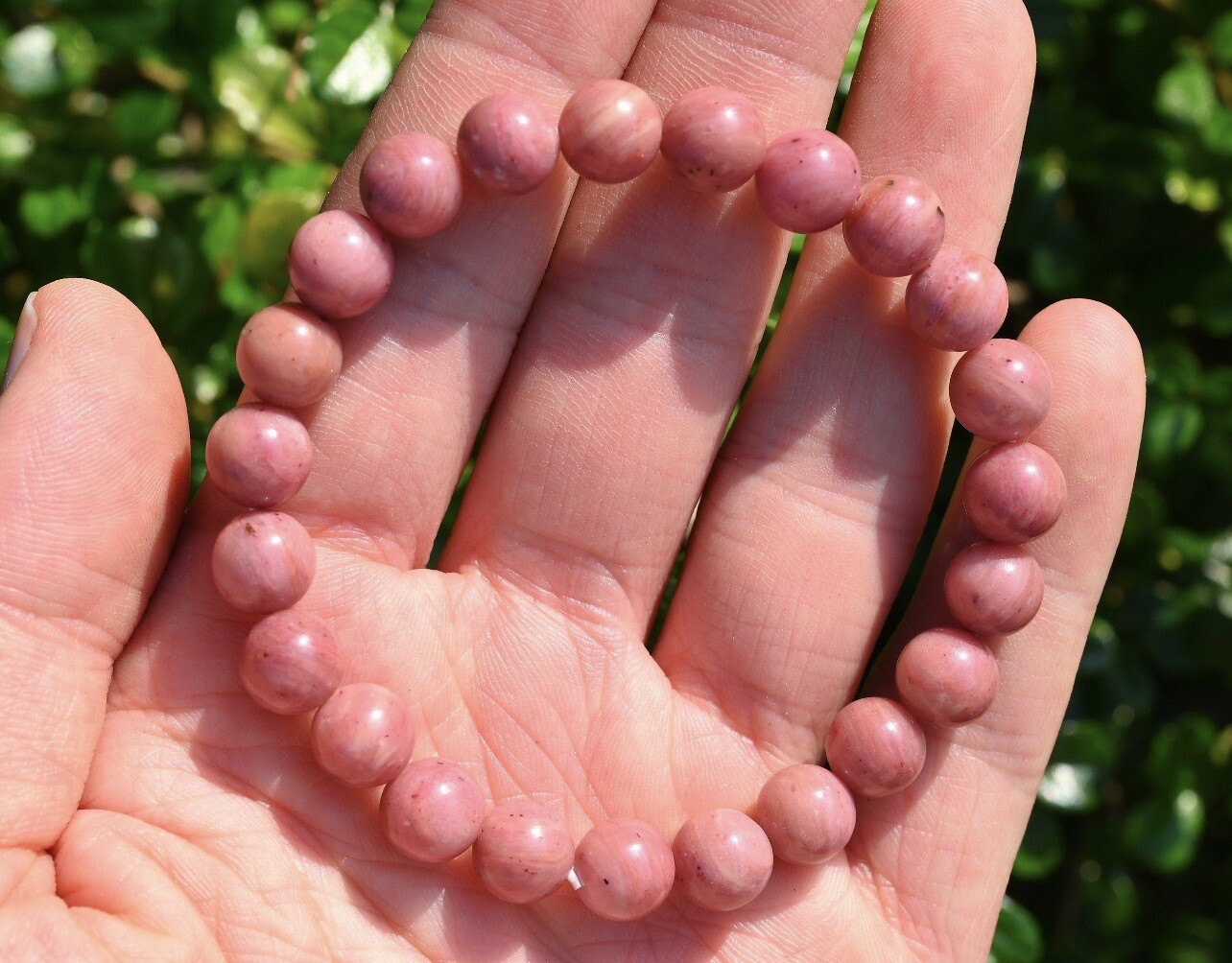 AAA Quality Natural Pink Rodonite Round Beaded Bracelet For Men and Women