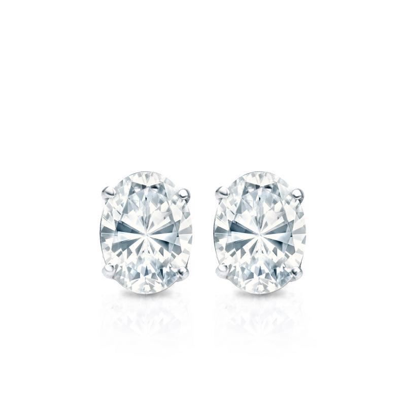 1/2 Ct Oval Simulated Diamond Women Men Stud Earring 14K White Gold Plated