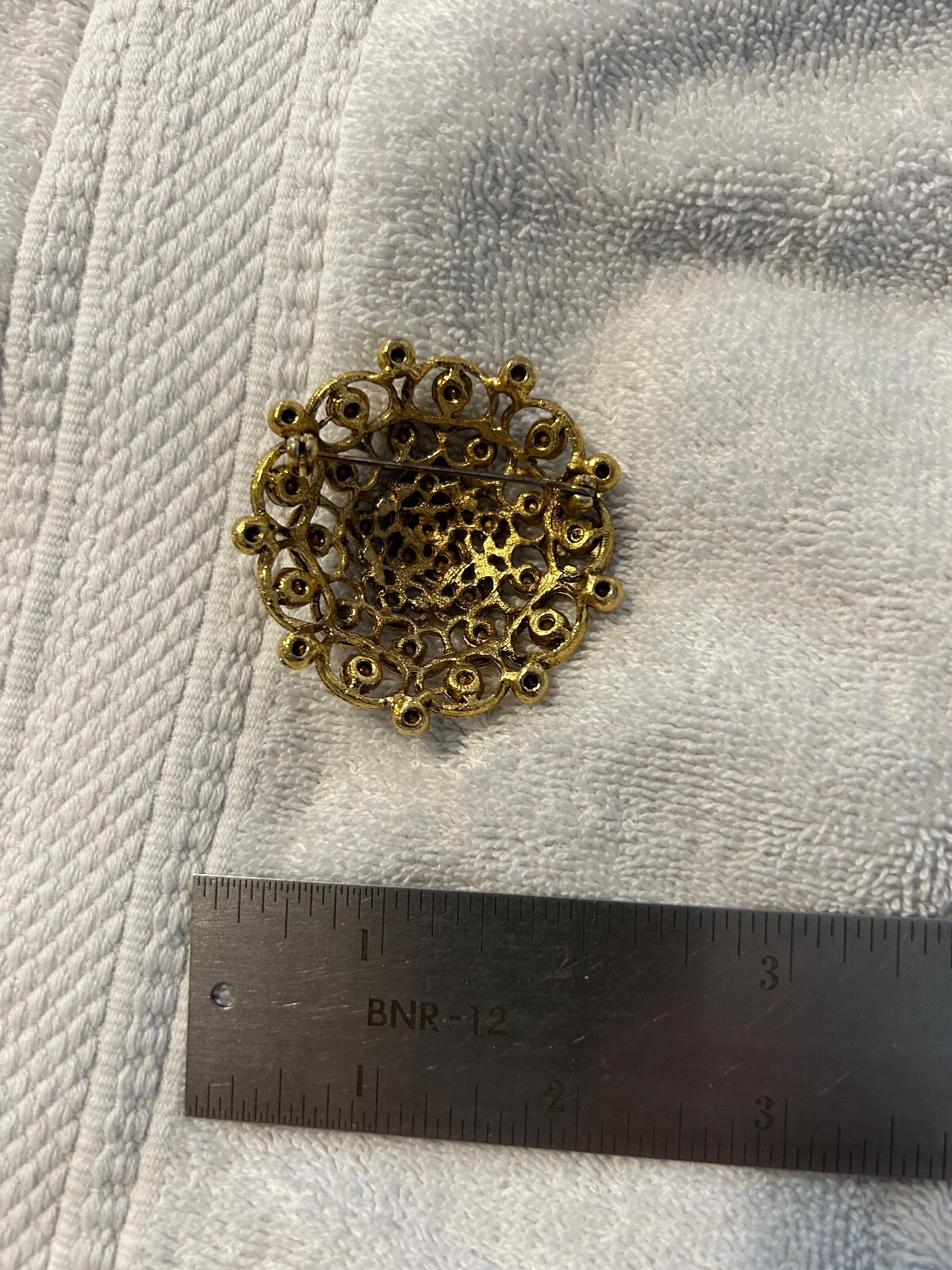Vintage Yellow / Clear Rhinestone Pin