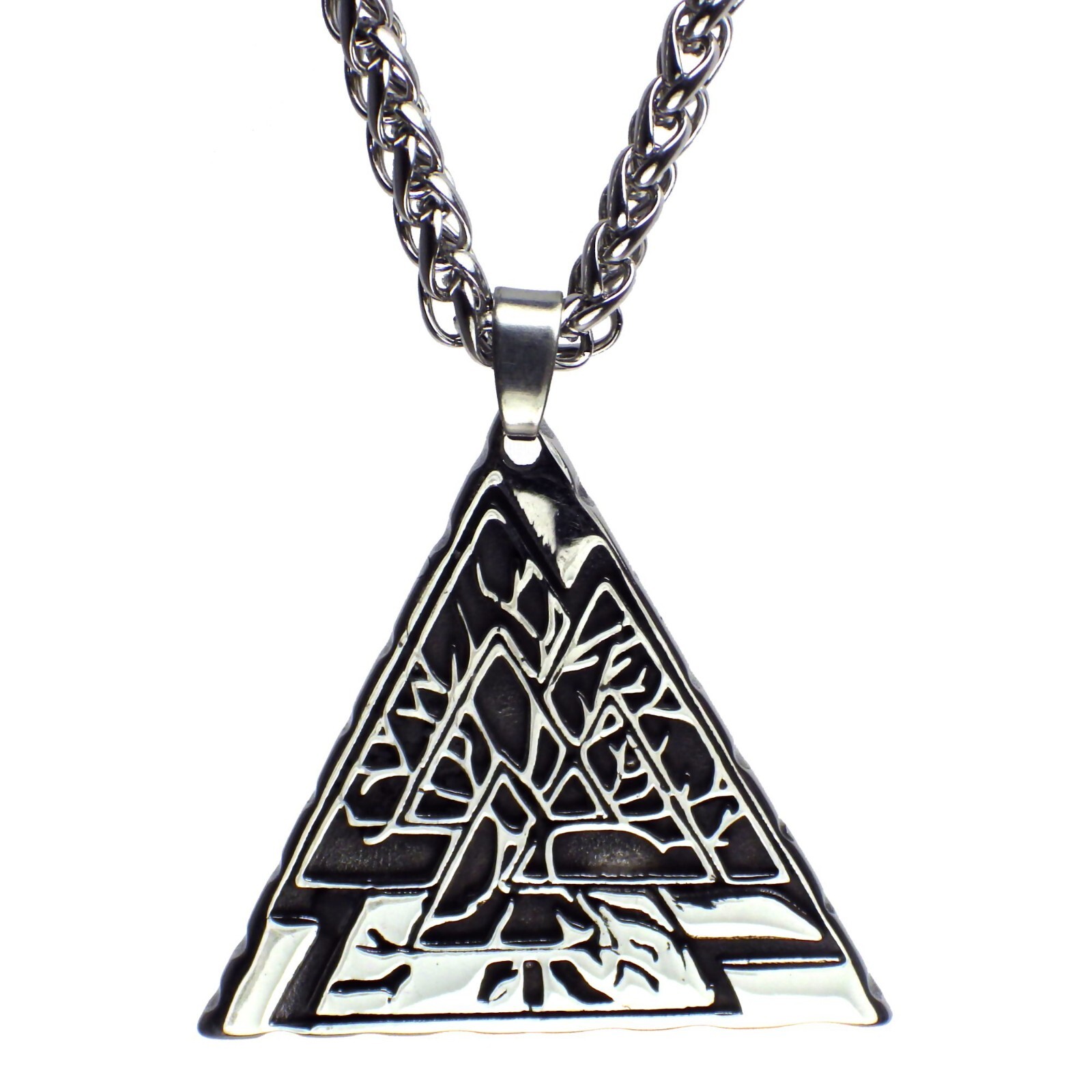 Viking Yggdrasil Valknut Necklace Stainless Steel Norse Tree of Life Pendant