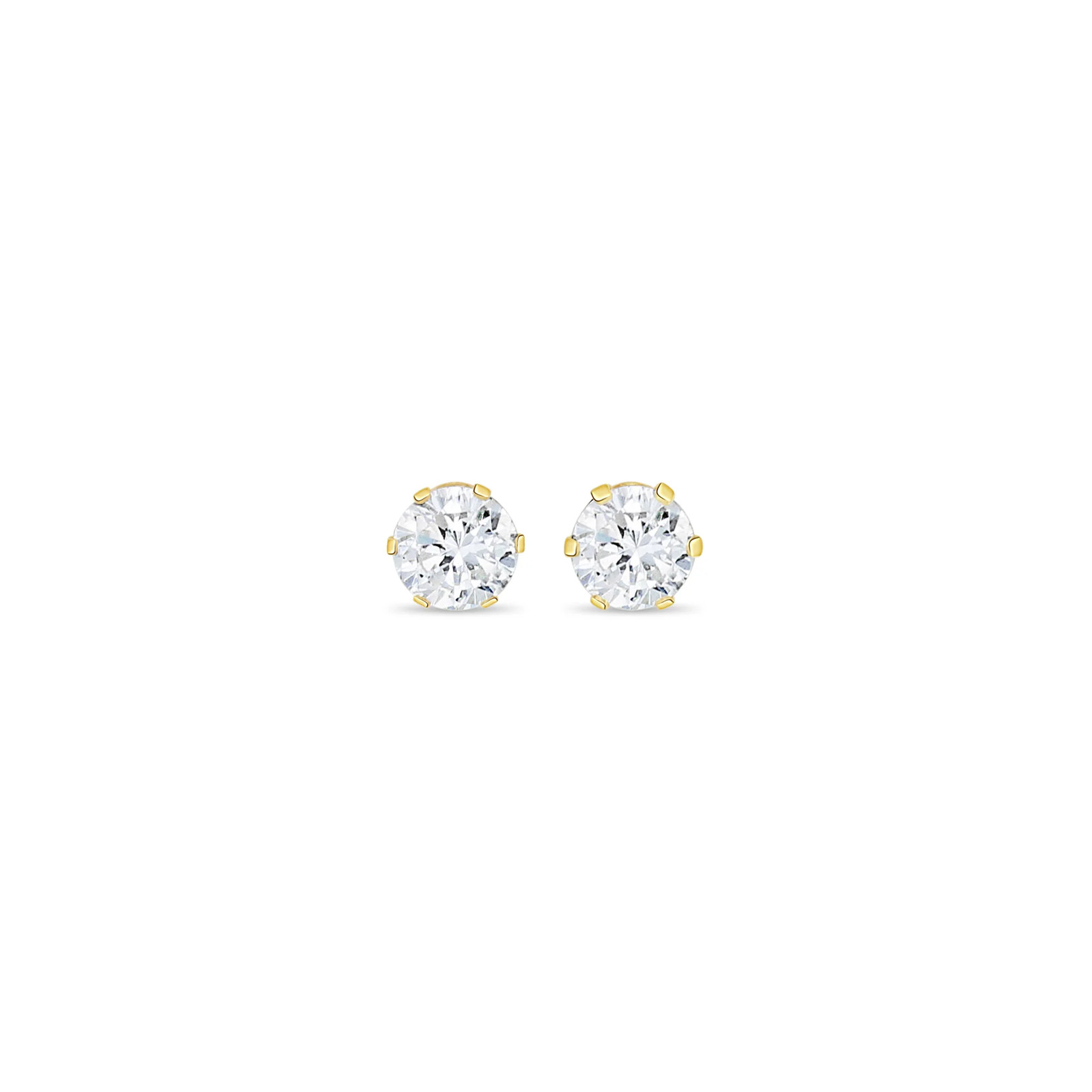 Round Cubiz Zirconia CZ Studs 14k White or Yellow Gold
