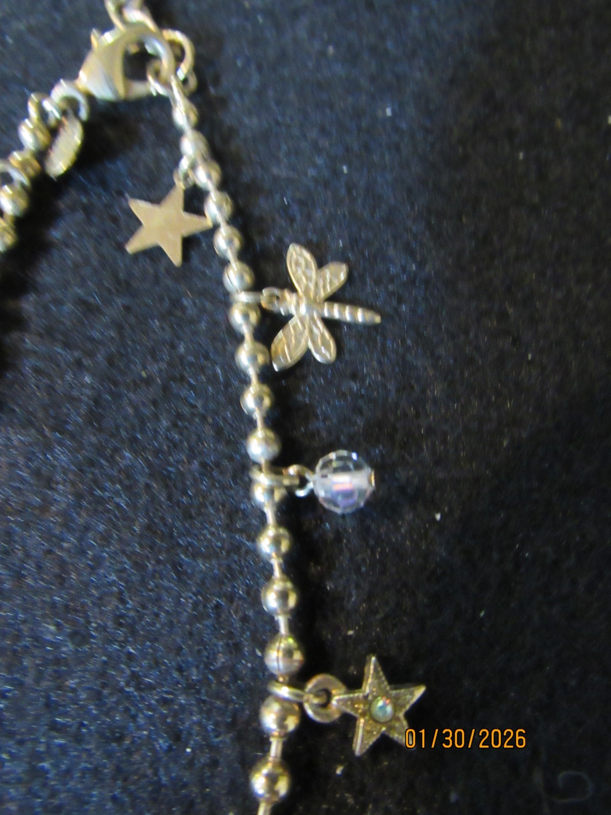 KIRKS FOLLY GOLD TONE CELESTIAL MOON & STARS ANKLE BRACELET 9-10″