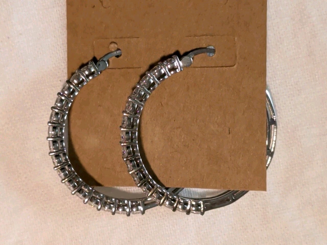 JCM 925 Sterling Silver CZ Channel Set Hoop Earrings Cubic Zirconia Sparkle