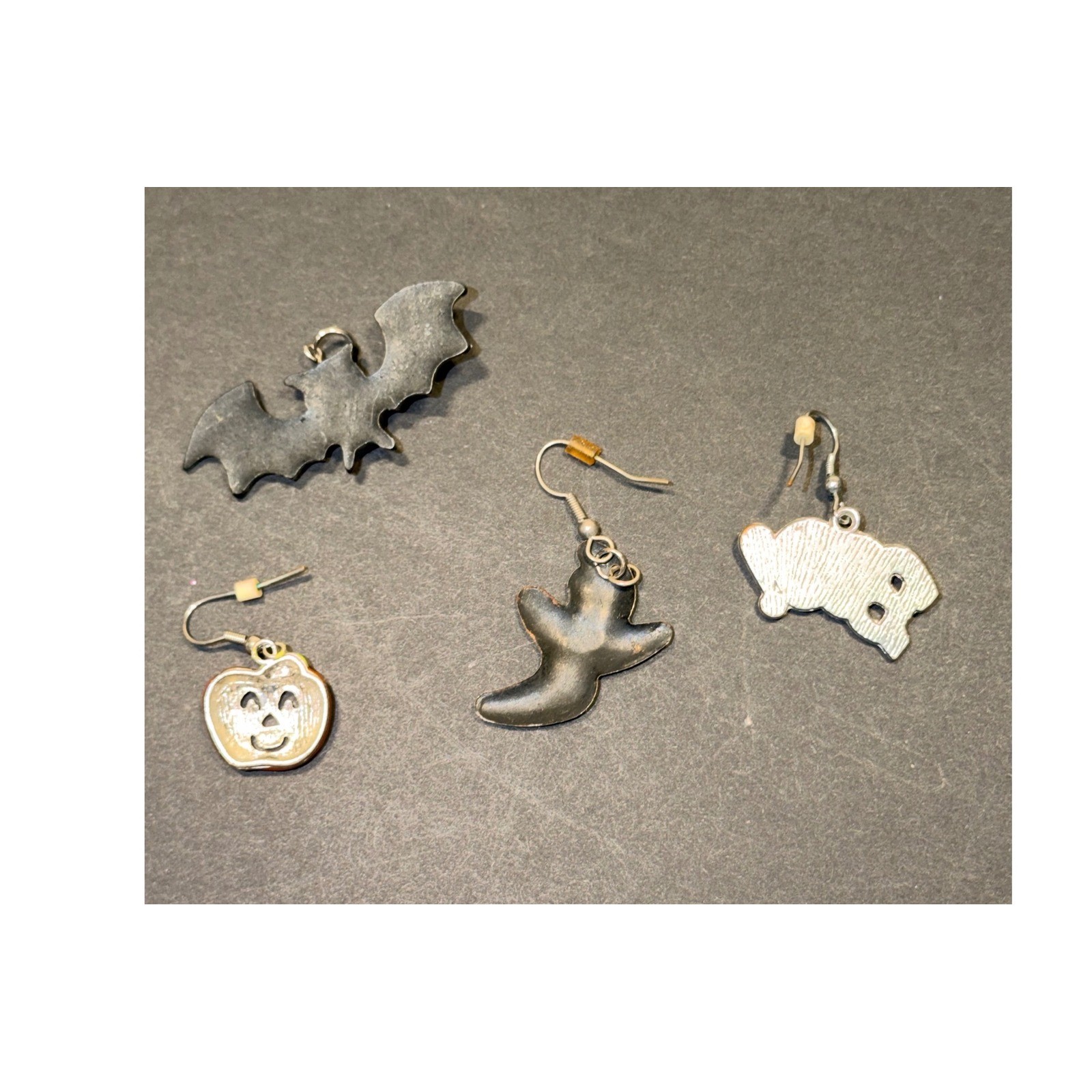Halloween Jewelry Lot Bat Pendant Ghost Pumpkin Boo Earrings Spooky Kitschy