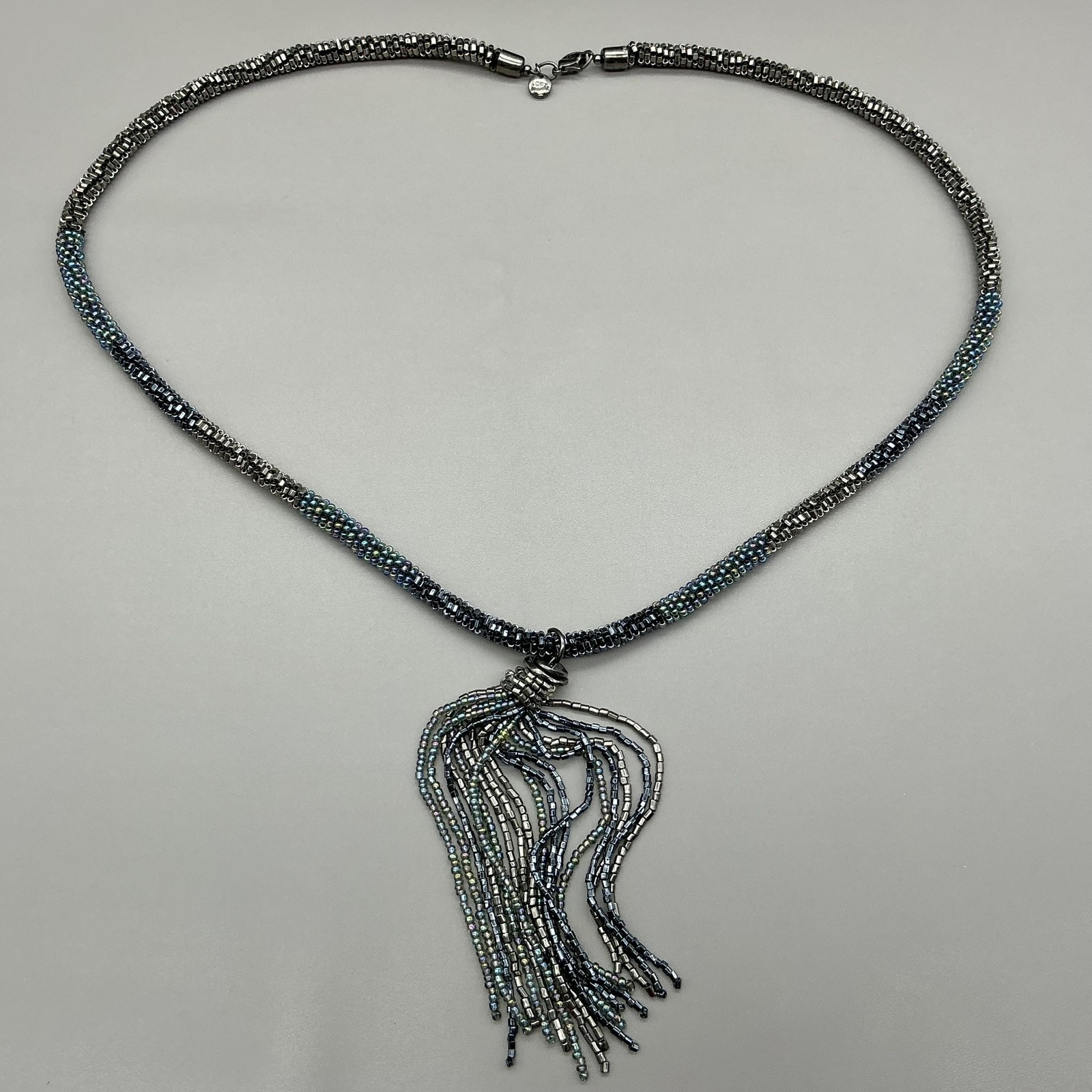 LOFT Necklace Multicolor Beaded Tassel Fringe Long Pendant Statement Jewelry