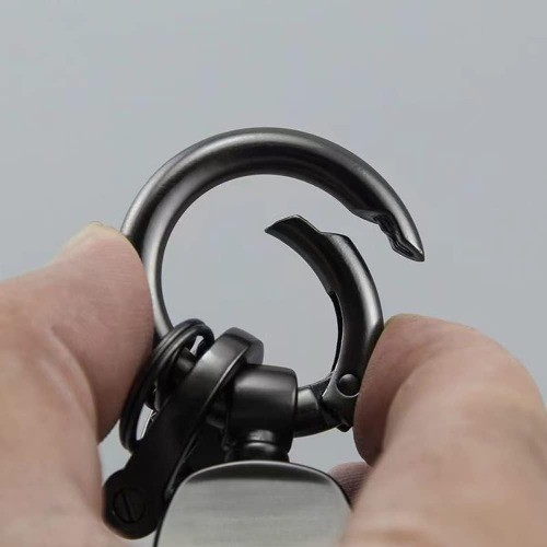 American USA Flag Black Metal Keychain with Zinc Alloy Ring – Car Accessory for