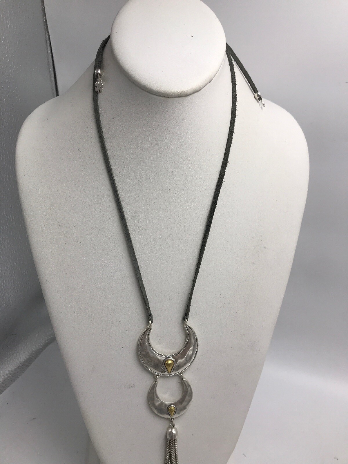 $35 Lucky Brand fringe pendant two tone necklace #229