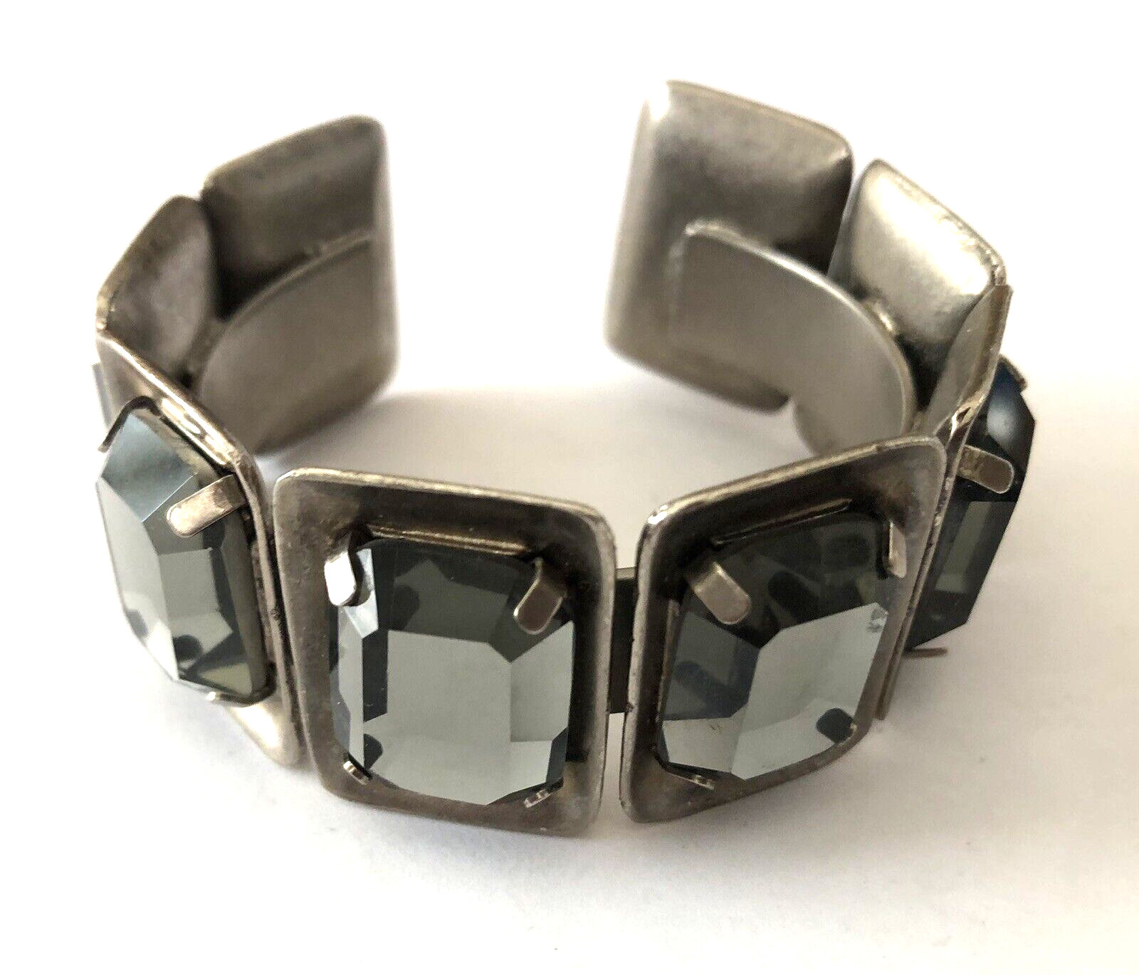 MIU MIU Smokey Glass & Pewter Cuff Bracelet