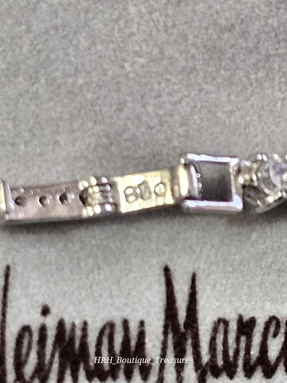 Vintage Neiman Marcus CZ Tennis Necklace 925 Sterling Rhodium Plated 16” New