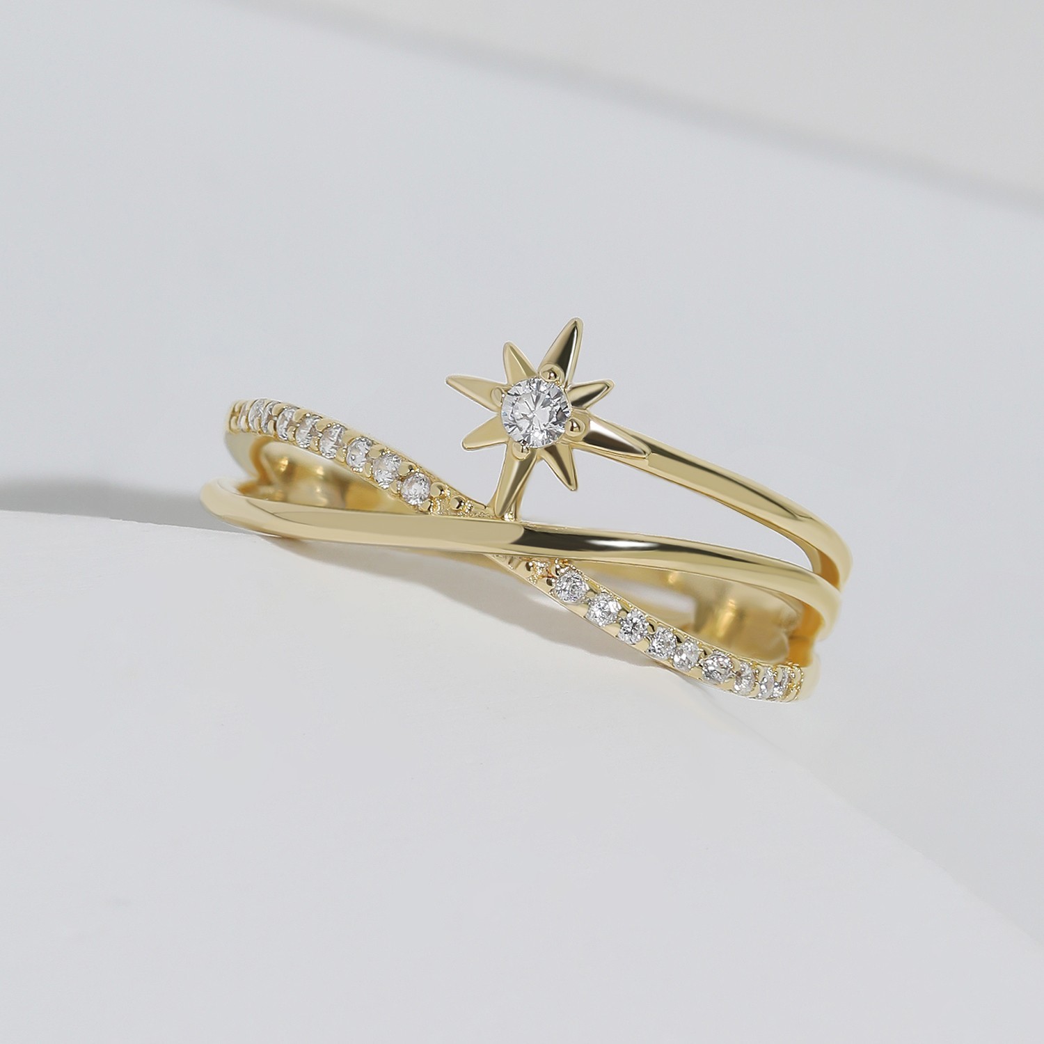 Meissa North Star Ring S925 Silver Stackable Open Band Rings Celestial Jewelry
