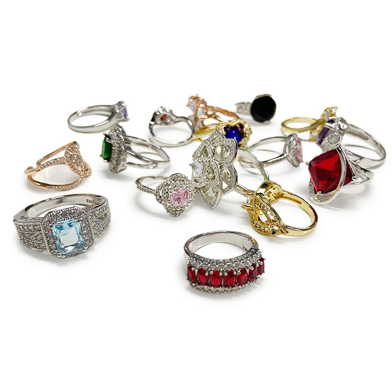 20/100Pcs Wholesale Bulk Lot Women’s Vintage Crystal Metal Jewelry Mixed Rings