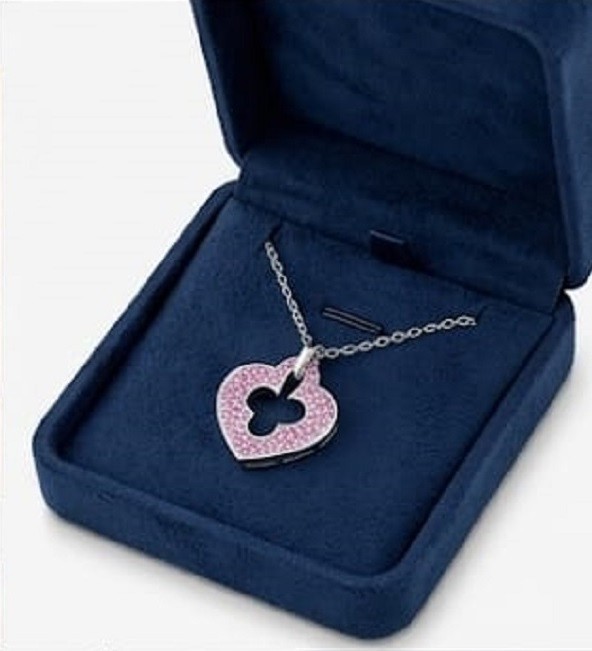 4ct Round Simulated Pink Sapphire Heart Spade Halo Pendant White Gold Plated