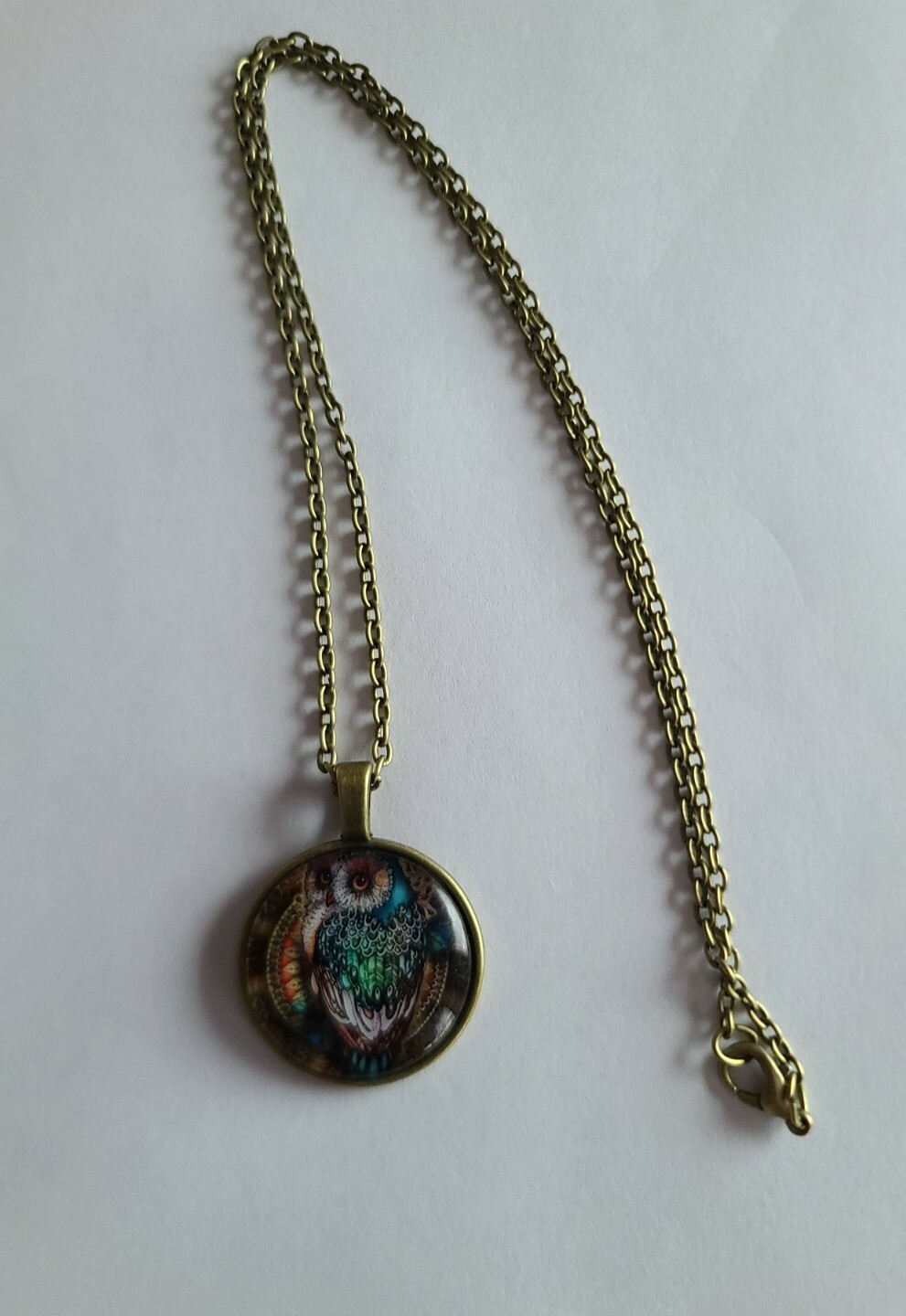 Handcrafted ~ Multi-colored OWL ~ Bronze Hardware ~ Alloy ~ 10.75″ Long Necklace