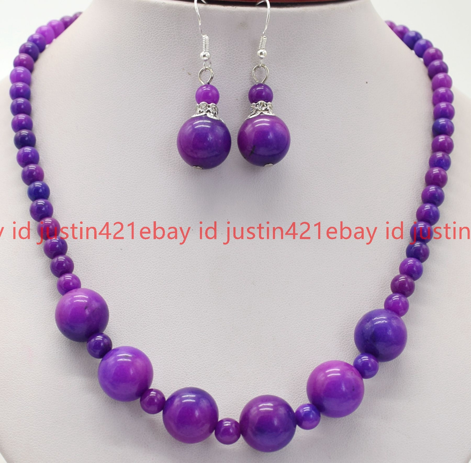 Natural 6-14mm Purple Sugilite Round Beads Gemstone Necklace 18″ Earrings AAA