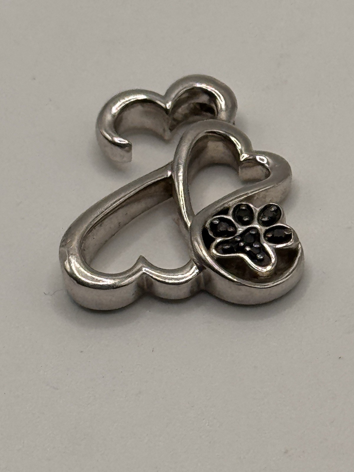Open Hearts Jane Seymour Black Diamond Motherly Love Paw Pendant Sterling Silver