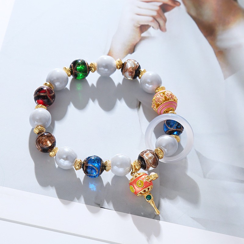 Fragrant Gray Ceramic Glazed Bracelet Retro Literary and Ethnic Style Beads