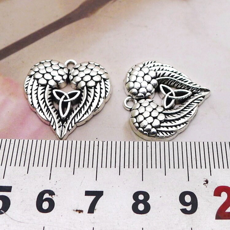 6 or 15PCS Antique Silver Tone ANGEL WINGS with Celtic Knot Charm Pendant JHS785
