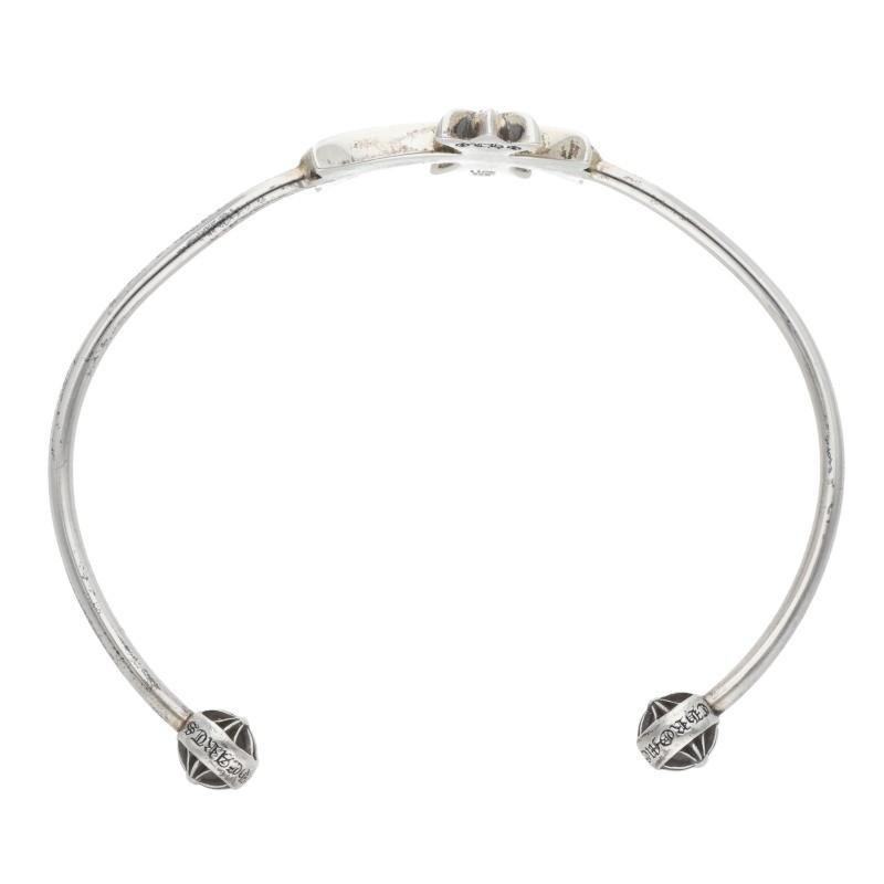 CHROME HEARTS Skinny Tiny CH Cross Pave Diamond Silver Bracelet Aftermarket #224