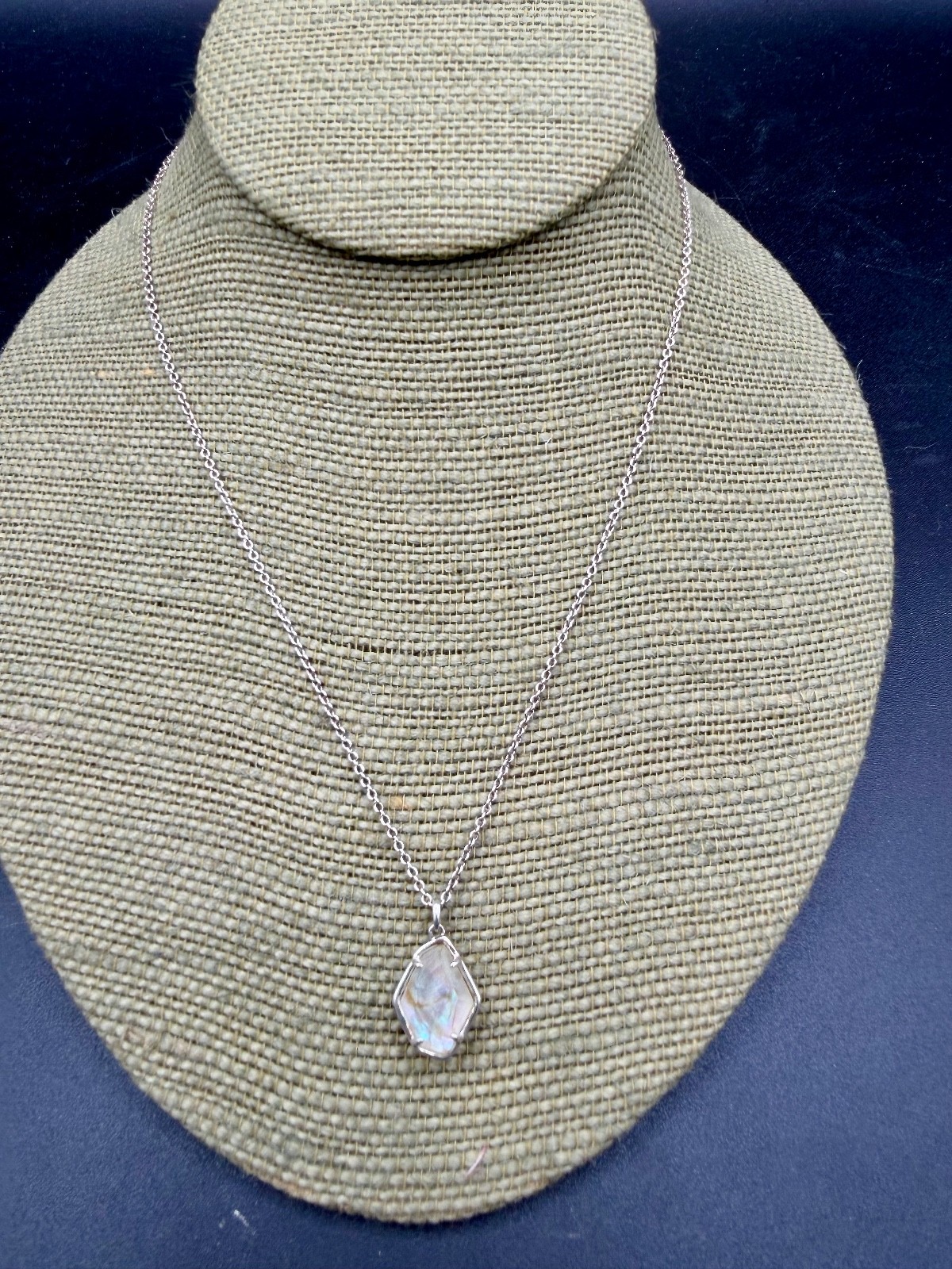 Kendra Scott Tess Silver Rhodium Dichroic Glass Pentagon Pendant Necklace