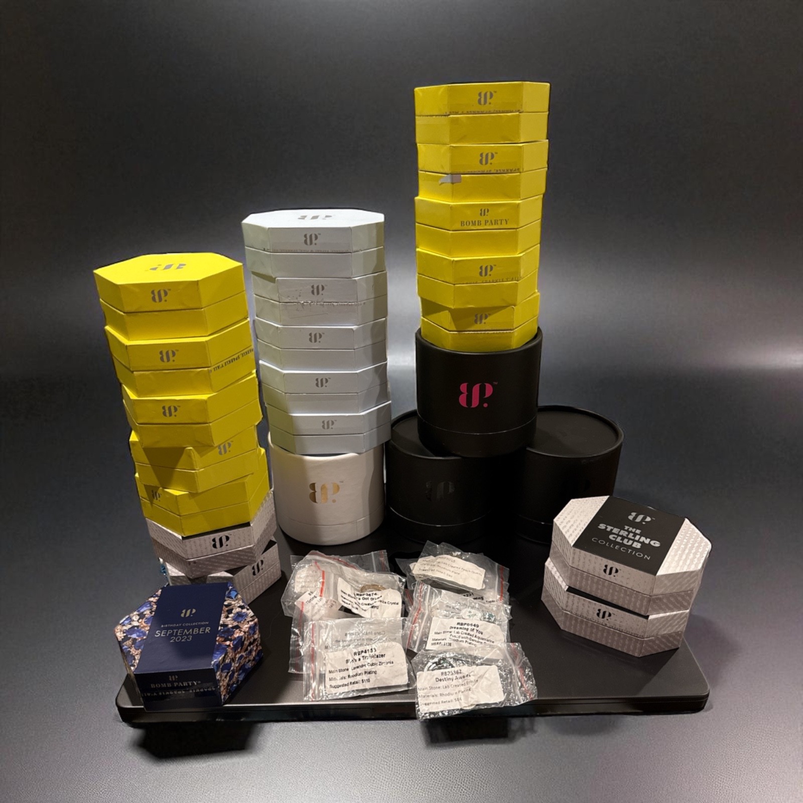 BP Bomb Party Lot ~ All new with tags in boxes or bags Rings Size 8 ~ 34 pieces