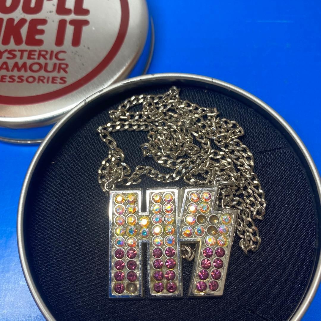 HYSTERIC GLAMOUR Necklace with Rhinestones HS Sparkling rhinestone logo pendant