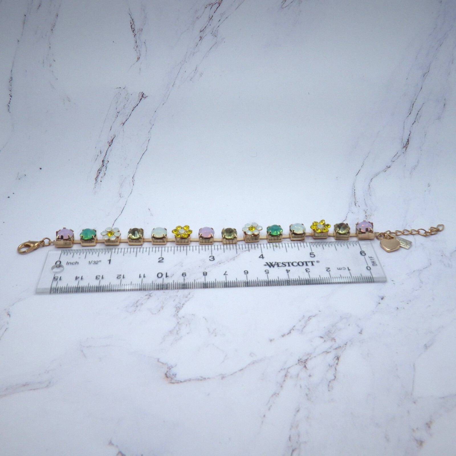 Set of 3 Bracelets Gymboree Charm Eiffel Tower Flowers Austrian Crystals Pastel