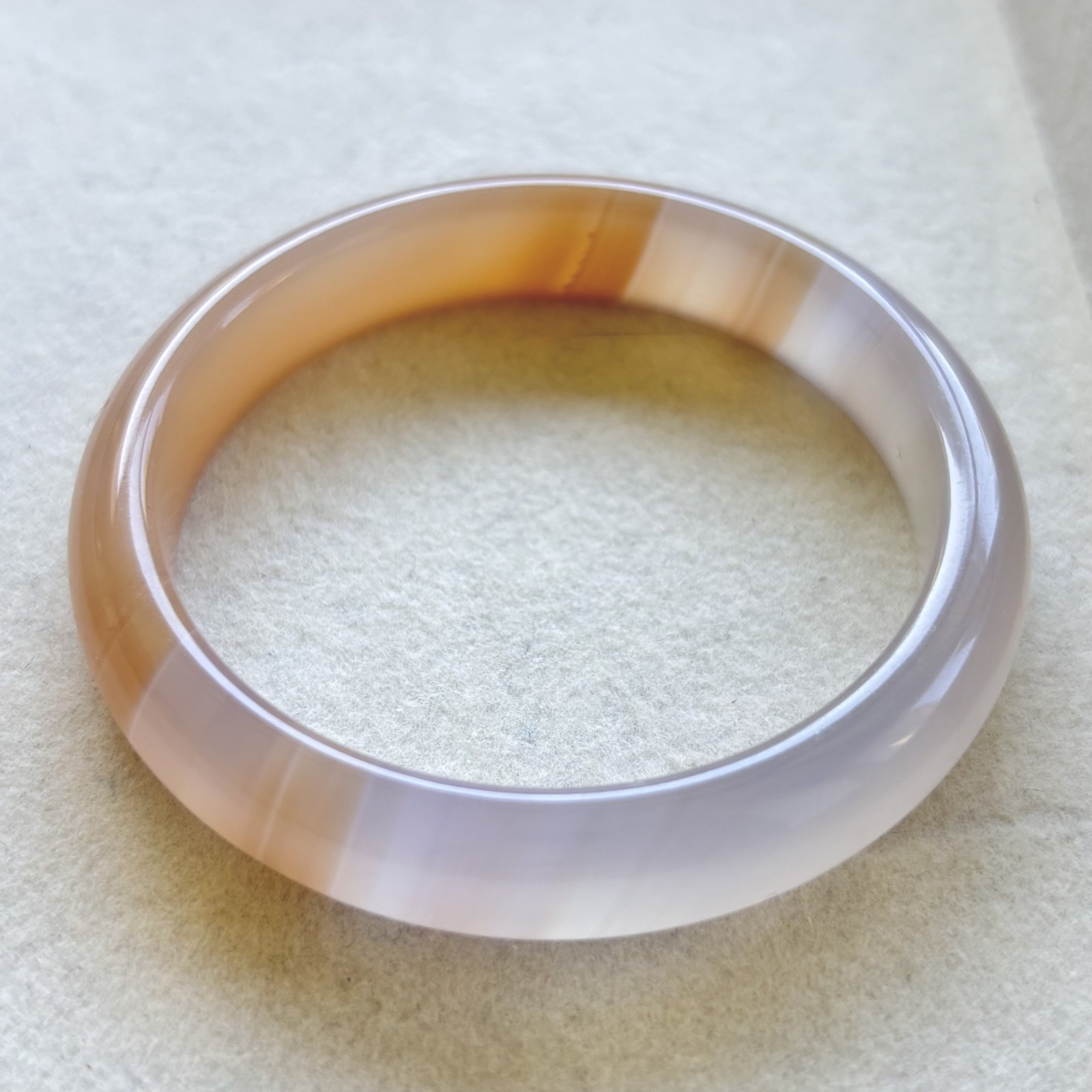 54mm Natural Beige Lace Agate Carnelian Bangle Banded Crystal Healing Bracelet