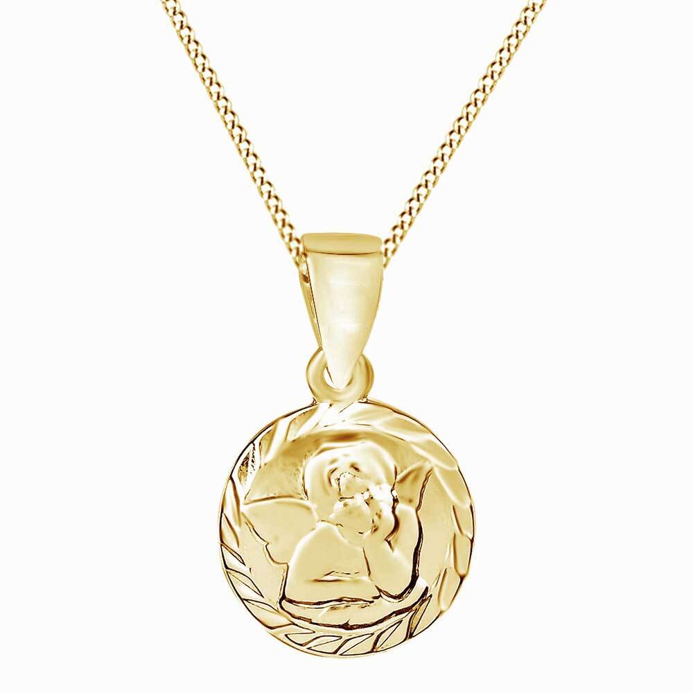 Mini Baby Cherub Cupid Angel Pendant Necklace In Solid 925 Sterling Silver