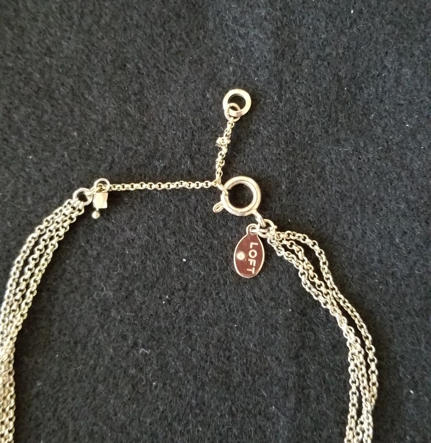 Loft Multi Strand Beaded Chain Tassel Gold Tone Layered Necklace