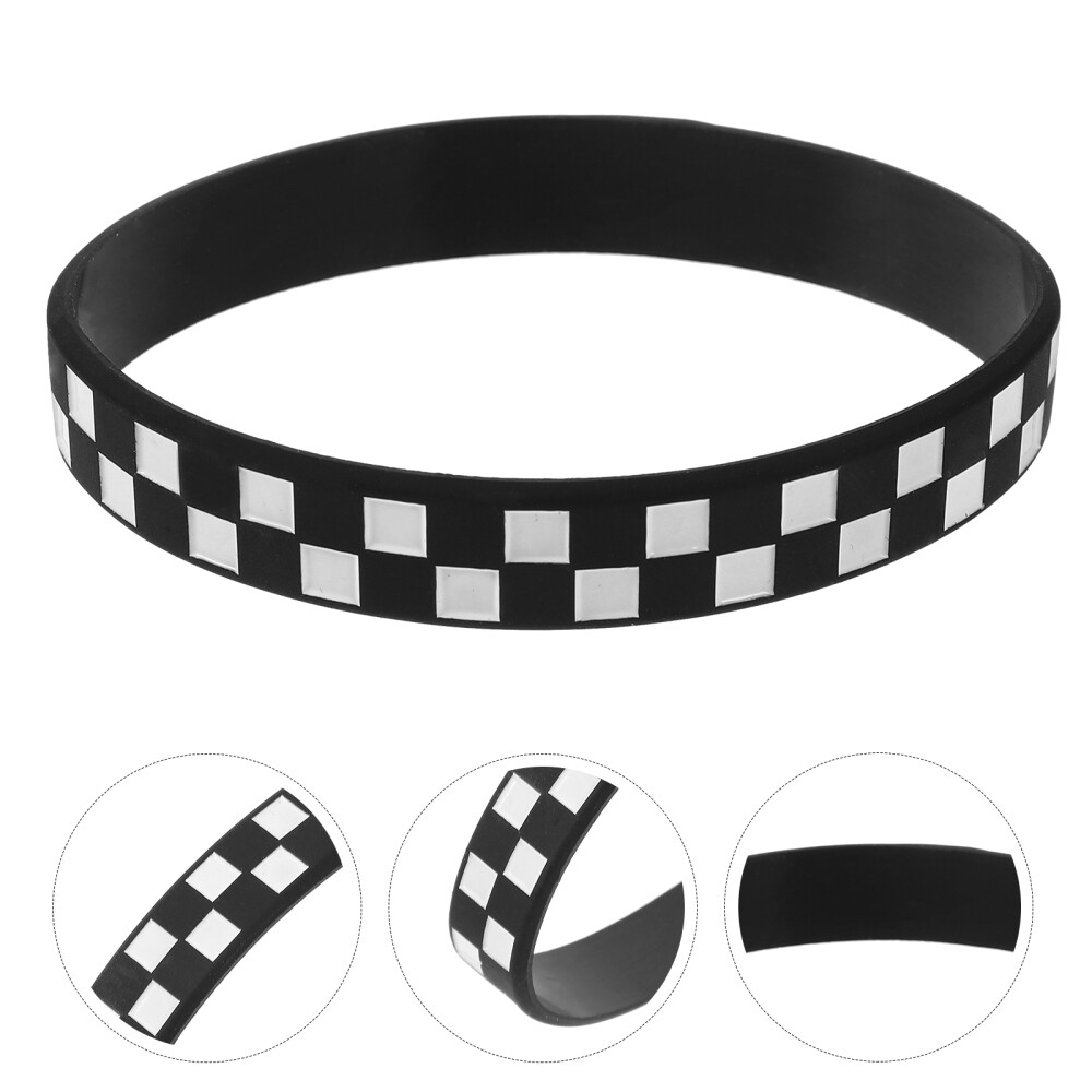 12PCS Silicone Checkered Wristbands Bracelets for Car Party Sports Event