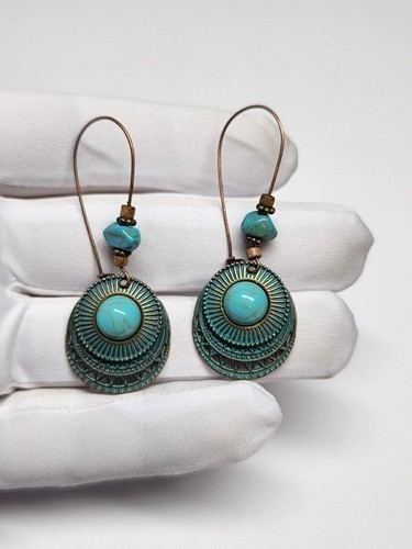 Vintage Boho Style Dangle Drop Earrings With Turquoise For Women Fashion Jewelry