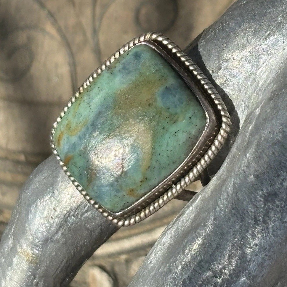 Ruby in fuschite gemstone silver ring size 11.5
