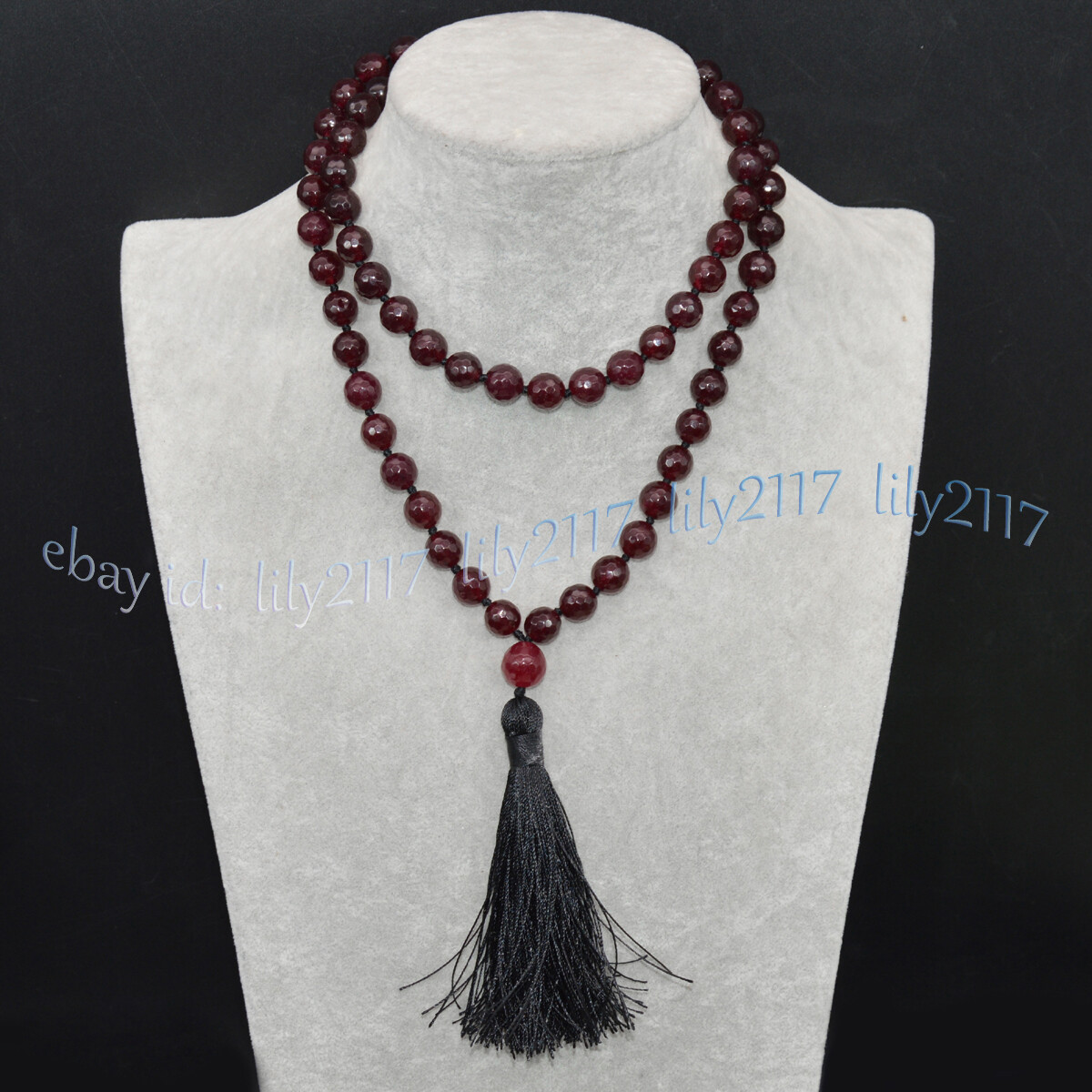 Faceted Dark Red Garnet 108 Prayer Beads Mala Necklace Tibet Buddhist Meditation