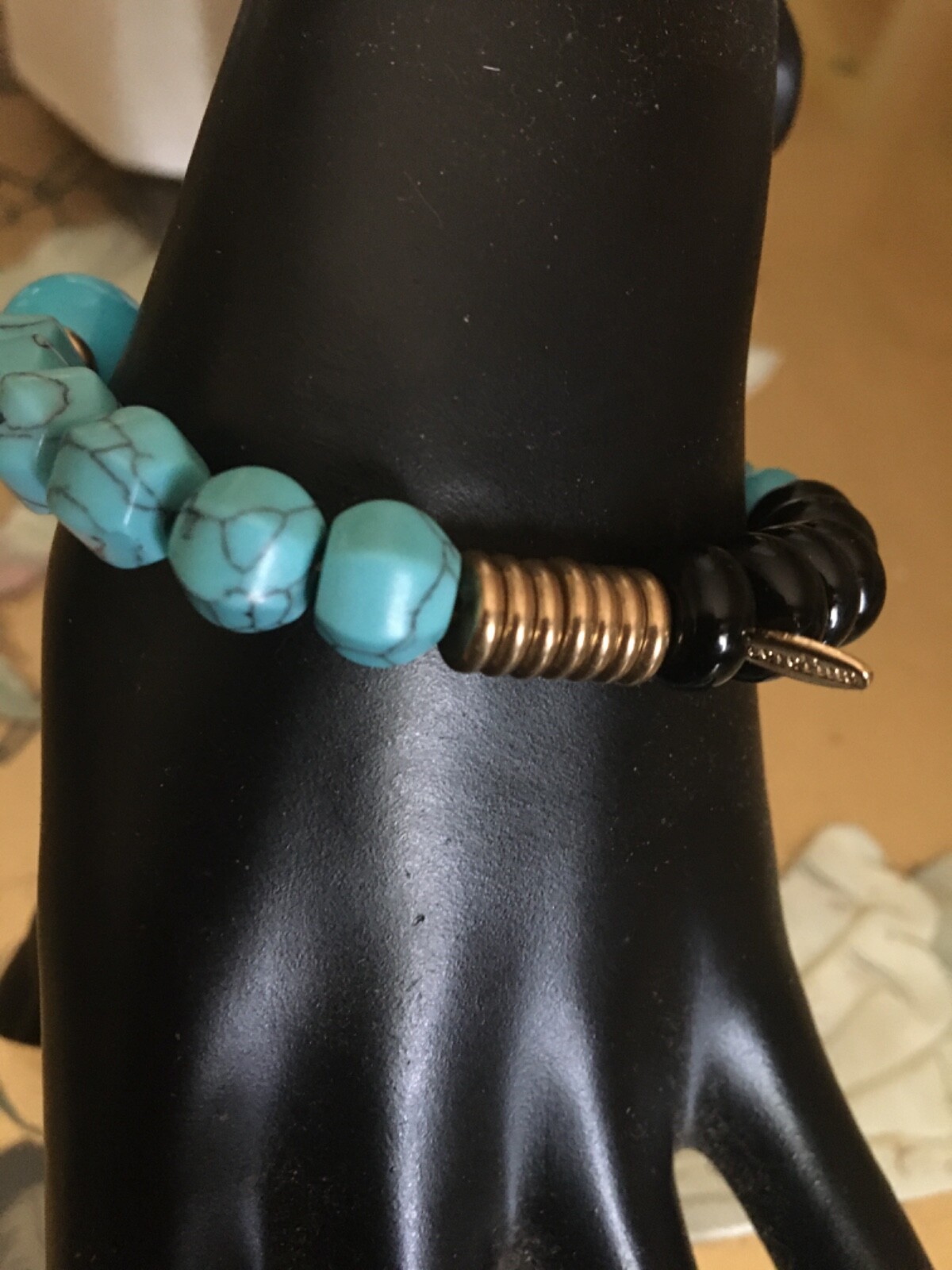 ANTHROPOLOGIE SEREFINA BRACELET BEADED STRETCH BRACELET BLUE BLACK