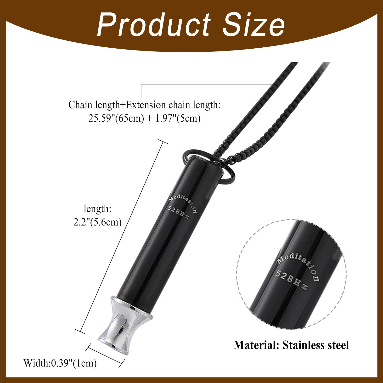 Love Tuner 528 Hz Quit Smoking Whistle Anxiety Relief Mindful Breathing Necklace